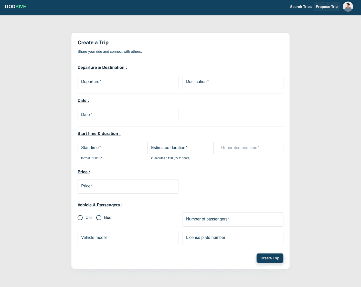 Godrive booking process