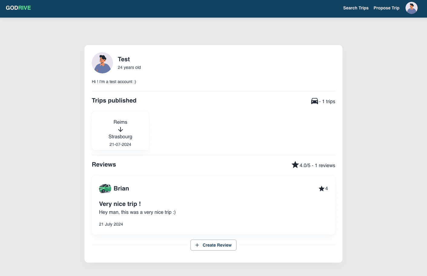 Godrive mobile view